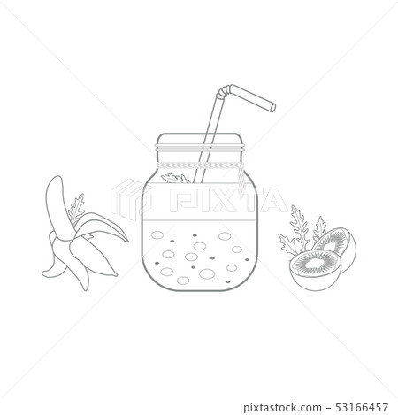 Jar with smoothies and ingredients for smoothie 53166457