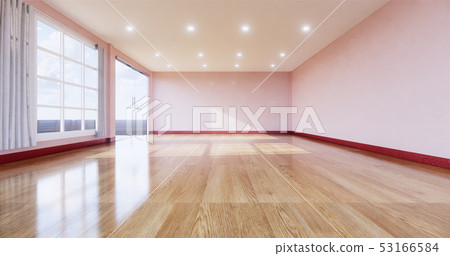 empty room interior with wooden floor empty room interior with wooden floor 53166584