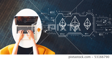 Ethereum with person using a laptop Ethereum with person using a laptop 53166790