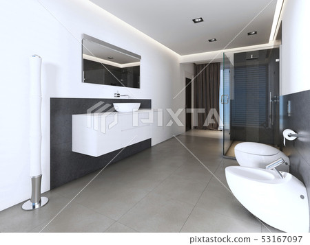 Contemporary bathroom with shower and bath in Contemporary bathroom with shower and bath in 53167097