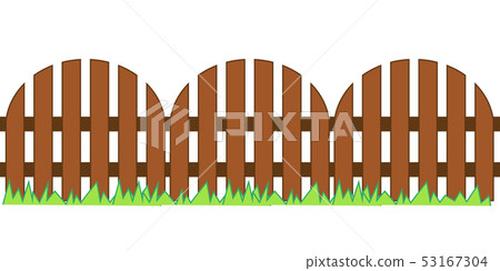Picket fence, wooden textured with grass. Picket fence, wooden textured with grass. 53167304