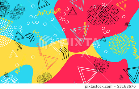 Abstract fun background. Colour shapes pattern.-插圖素材 [53168670] - PIXTA圖庫