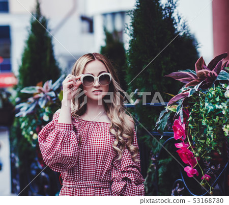 Close up fashion portrait of amazing young woman 53168780