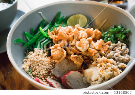 Close up of Sukhothai noodles, Thailand noodle old Close up of Sukhothai noodles, Thailand noodle old 53168863