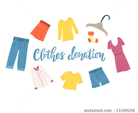 Modern flat vector cartoon illustration. Clothes donation 53169288