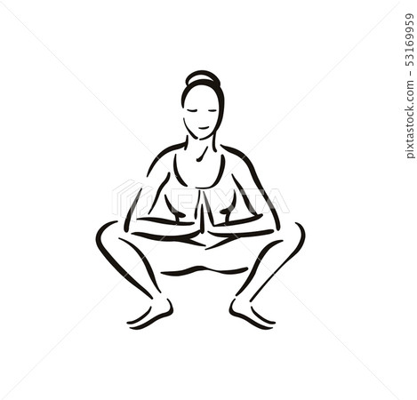 Yoga Uttanasana pose illustration on white... - Stock Illustration ...