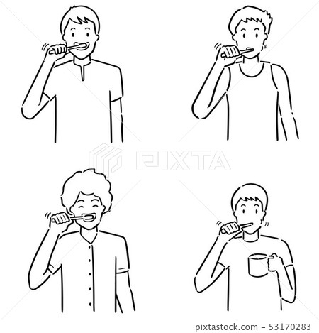 vector set of people brushing teeth 53170283