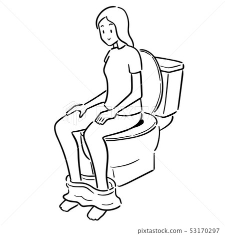 vector of woman using flush toilet vector of woman using flush toilet 53170297