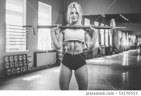 strong sexy athletic young woman working out in 53170553