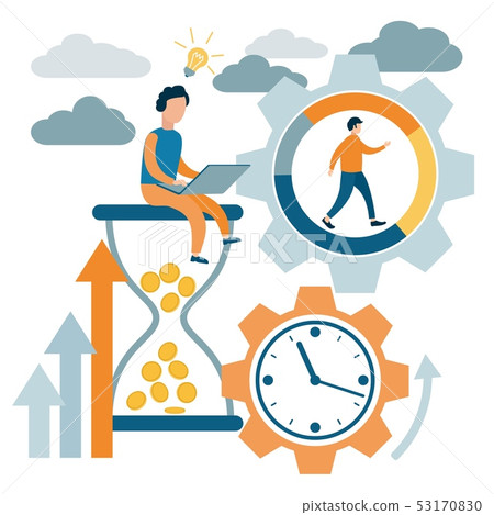 Time management, control. Time is money. Lack of time. Vector illustration flat design. 53170830