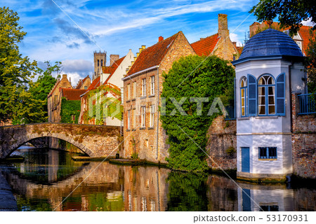 Historical brick houses in Bruges, Belgium 53170931