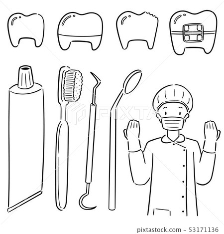vector set of dentist and dental equipment vector set of dentist and dental equipment 53171136