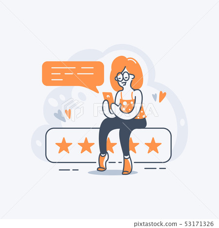 The girl with the phone sends a review The girl with the phone sends a review 53171326