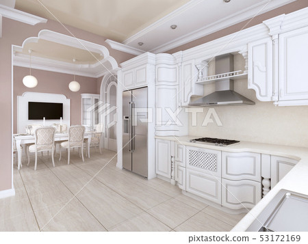 Kitchen-dining room in classic style, in postel 53172169