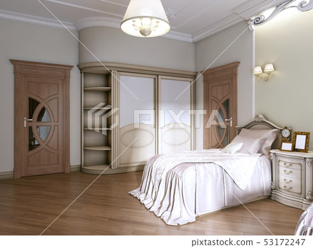 Luxurious bedroom with two single beds in a 53172247