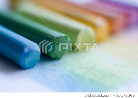 Extreme close-up of multicolored pastel chalks on Extreme close-up of multicolored pastel chalks on 53172360