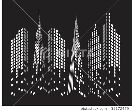 Modern City Skyline City Silhouette Vector Stock Illustration