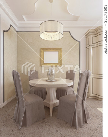 Classic Round Dining Table With Four Chairs In A Stock Ilration 53172605 Pixta Classic Round Dining Table With Four, Round Dining Room Table With Four Chairs