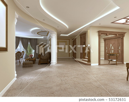 Foyer in a luxury house in a classic style with a 53172631