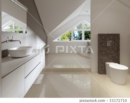 Bathroom in Contemporary style in brown and white Bathroom in Contemporary style in brown and white 53172710