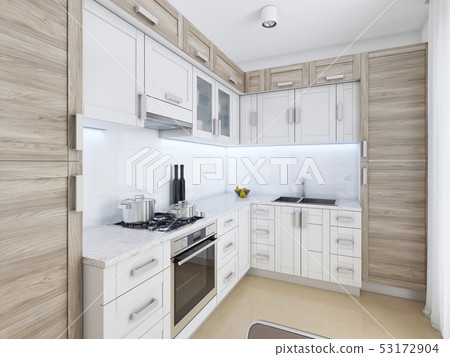Designer kitchen in contemporary style in pastel 53172904
