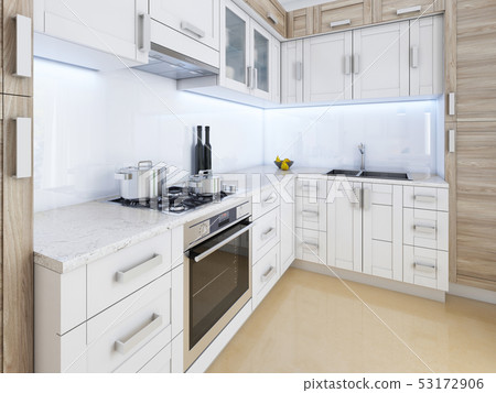 Designer kitchen in contemporary style in pastel Designer kitchen in contemporary style in pastel 53172906