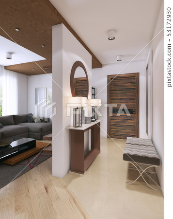 Modern design corridor, housekeeper and a mirror. 53172930