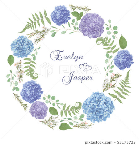 Wreath with flowers and leaves isolated on white Wreath with flowers and leaves isolated on white 53173722