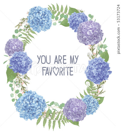 Wreath with flowers and leaves isolated on 53173724