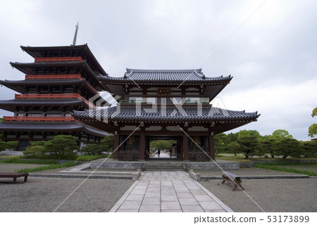 在Renhuain誕生寺和Niomon(熊本縣Tamana市)深處的寺廟的五層大廳 在Renhuain誕生寺和Niomon(熊本縣Tamana市)深處的寺廟的五層大廳 53173899