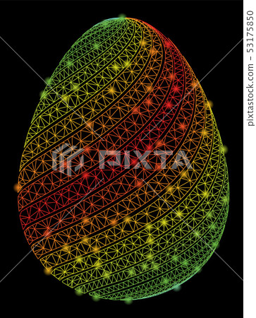 Bright Mesh Wire Frame Abstract Egg with Diagonal Stripes with Flare Spots 53175850