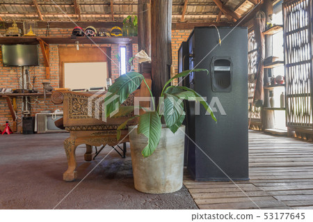 Wood Chair and Speaker in Country Interior Design Wood Chair and Speaker in Country Interior Design 53177645