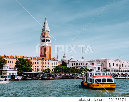 Belfry and ships in San Marco square 53178374