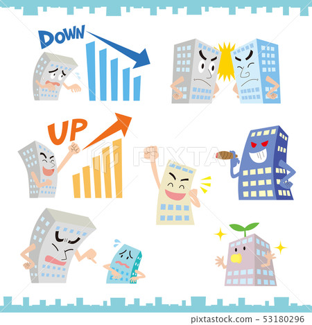 Corporate Character Building Office Building Illustration Set Corporate Character Building Office Building Illustration Set 53180296