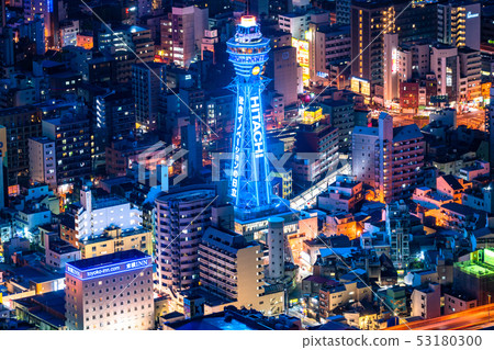 «大阪府»通天閣，城市夜景 53180300