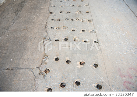 sewage drainage near the road  fixing line. 53180347