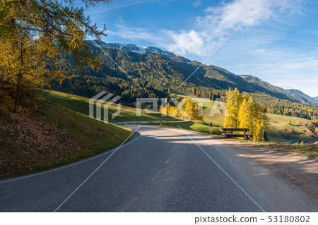 Landscape with autumn view on Dolomites Landscape with autumn view on Dolomites 53180802