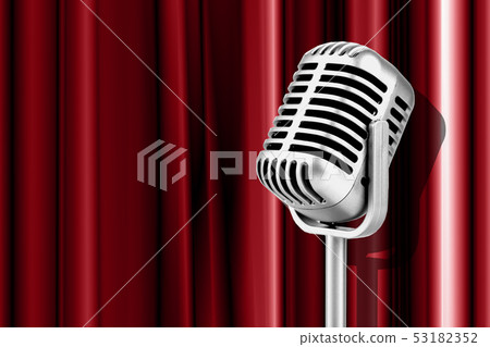 Vintage Microphone and Theater stage with red  53182352