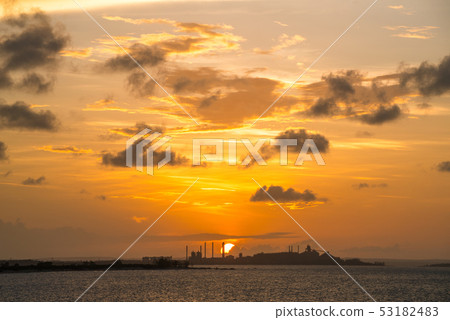 Sunset over refinery factory in NT, Australia. 53182483