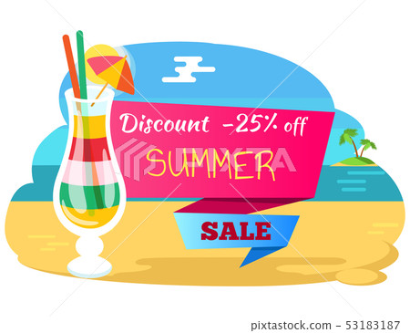 Discount 25 Percent, Summer Sale Label Cocktail Discount 25 Percent, Summer Sale Label Cocktail 53183187