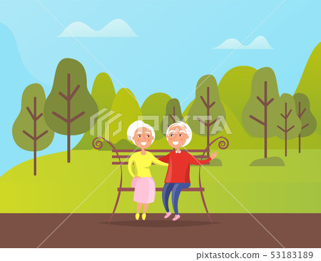 Grandparents People Sitting on Bench in Green Park Grandparents People Sitting on Bench in Green Park 53183189