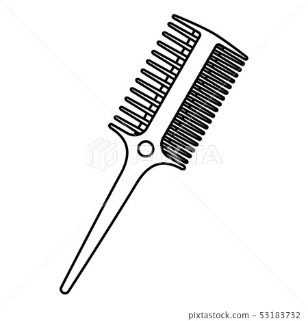 Line art black and white two side hairbrush 53183732