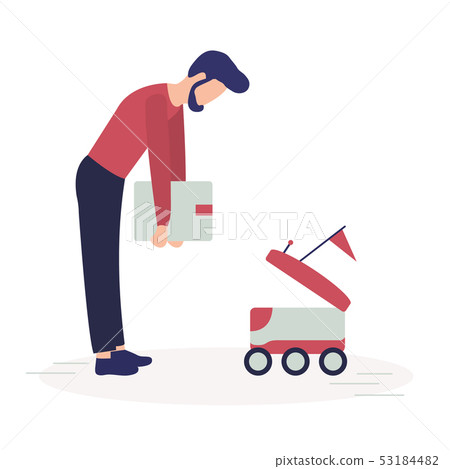 Robotic express delivery service Man sends box 53184482