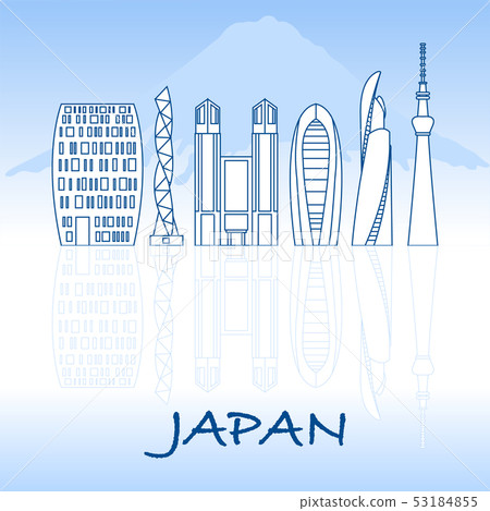 Unusual Japanese architecture Mount Fuji. 53184855