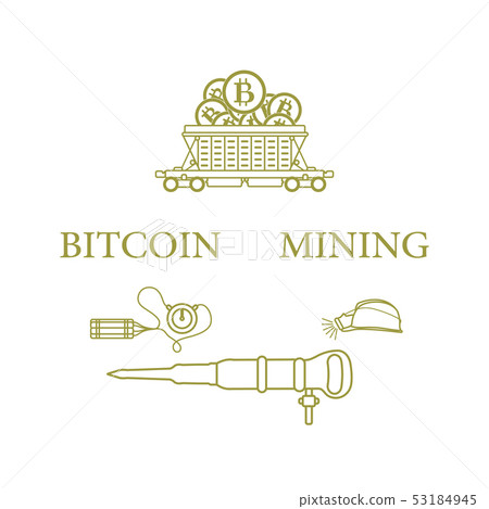 Railway car, bitcoin, dynamite, jackhammer, helmet 53184945