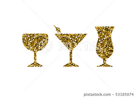 Gold abstract cocktail icons 53185074