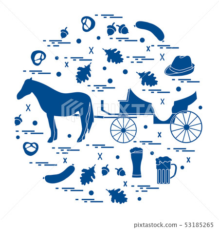 various symbols of Germany arranged in a circle 53185265
