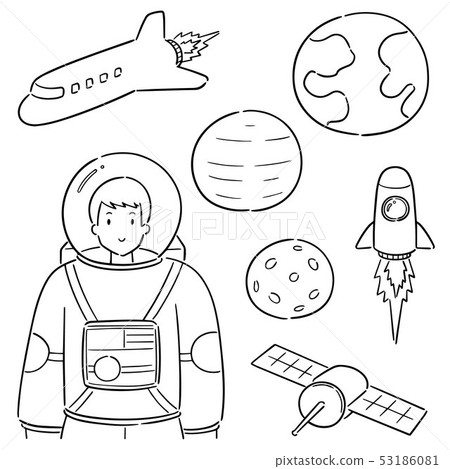 vector set of astronaut 53186081