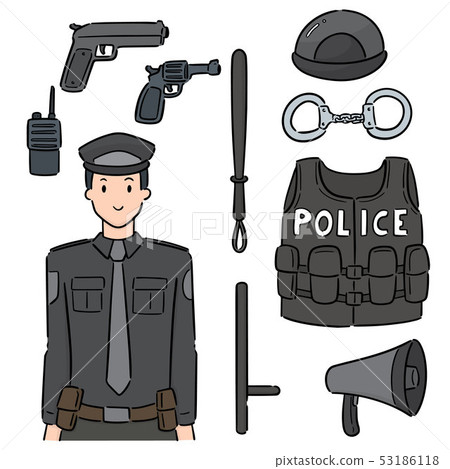 vector set of police and equipment vector set of police and equipment 53186118