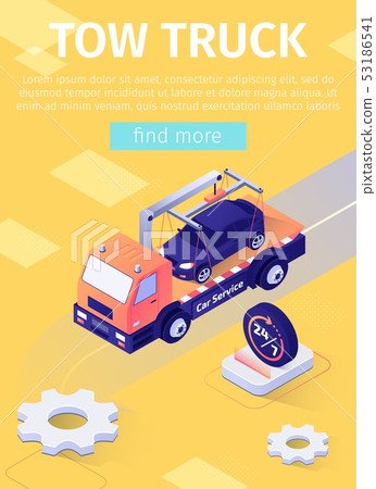 Poster with Fulltime Tow Truck Assistance Offer 53186541